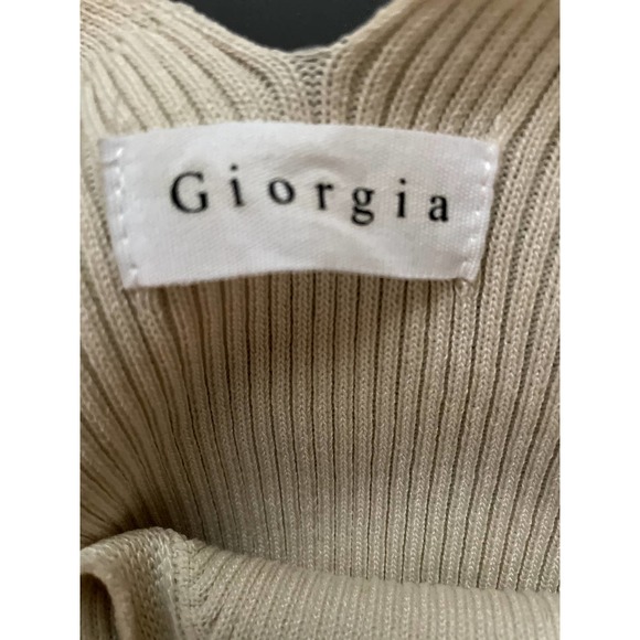 EMPOWA Anais Ribbed Beige Cream Nude Sleeveless V Neck Midi Dress One Size - Picture 5 of 6